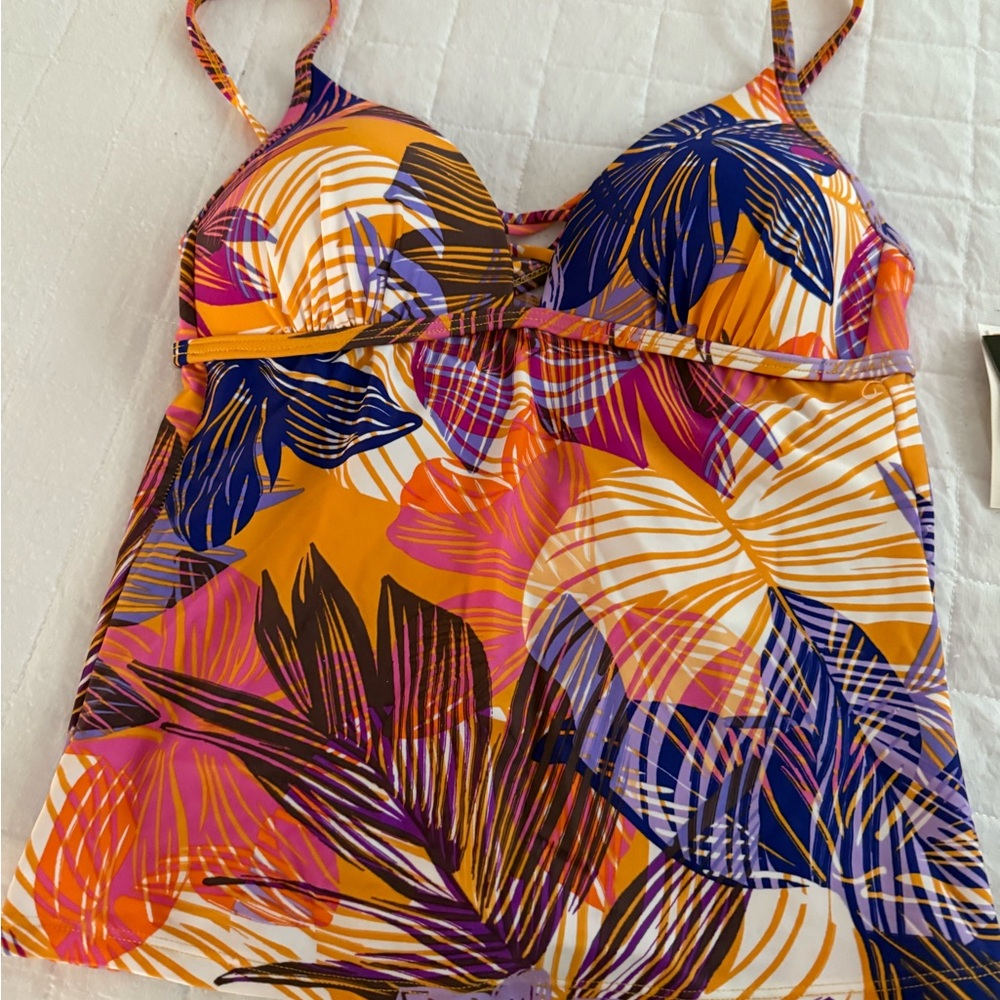 Tropical Print Tankini Top